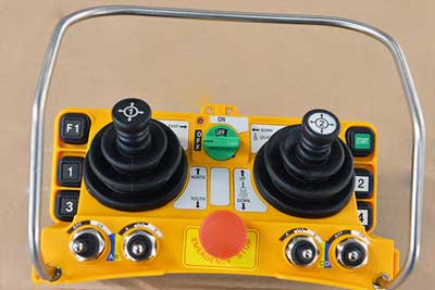 Joystick remote control for rail mounted gantry crane 