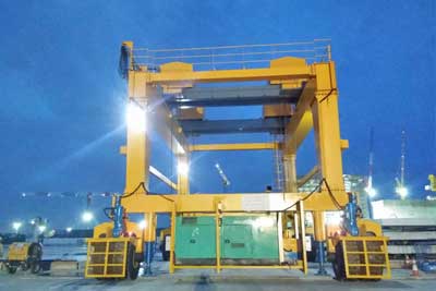 Crane testing after assembly- 80 ton rubber tyred gantry crane for sale Malaysia project 