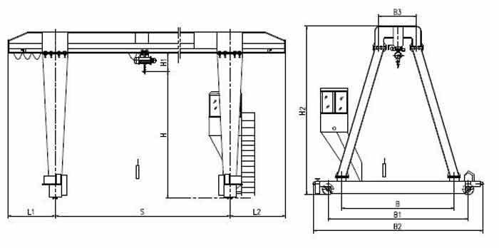 Single girder gantry crane drawing 