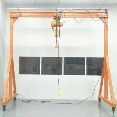  portable gantry crane with electric chain hoist and manual travelling wheel