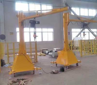 Tie rod portable jib crane with light chain hoist 