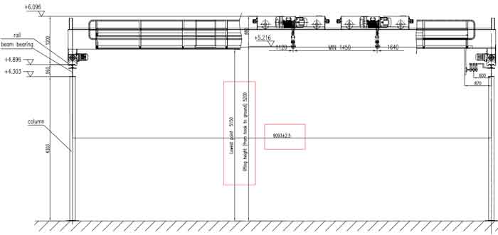 Second revision of 3 ton + 3 ton overhead crane design drawing