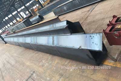 Main girder of 5 ton overhead bridge crane for sale Sudan, which needs to be cut into 2 sections for loading into containers. 