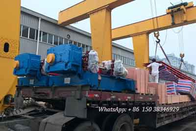 2 open winch trolleys 7.5 ton  loaded into truck for delivery to  Pakistan