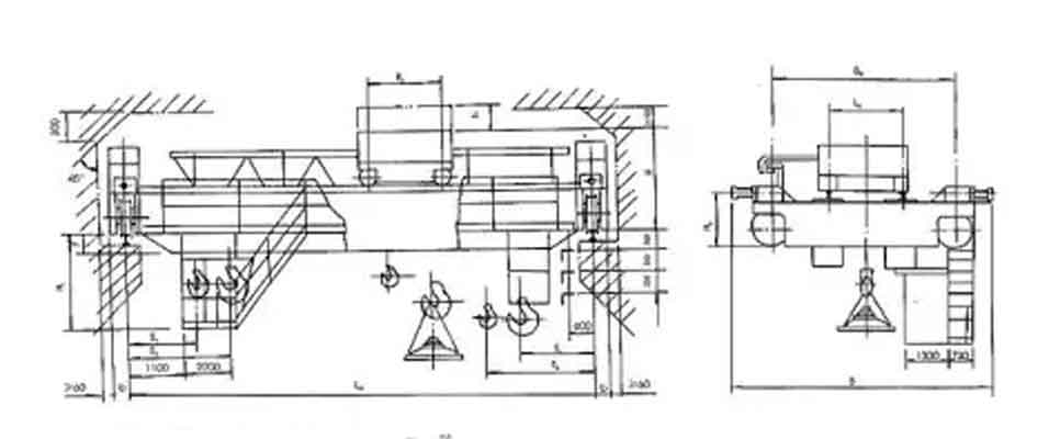 qc magnetic overhead crane 10 ton drawing 