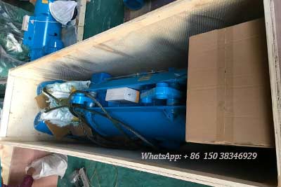 Crane hoist and parts packed into woonden box for delivery Iraq