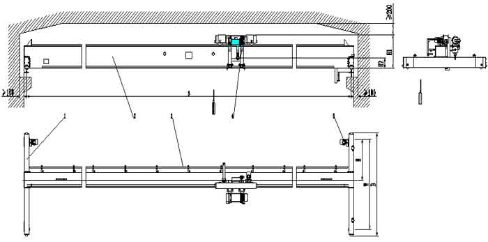 LDP-type electric single girder crane with low headroom design 