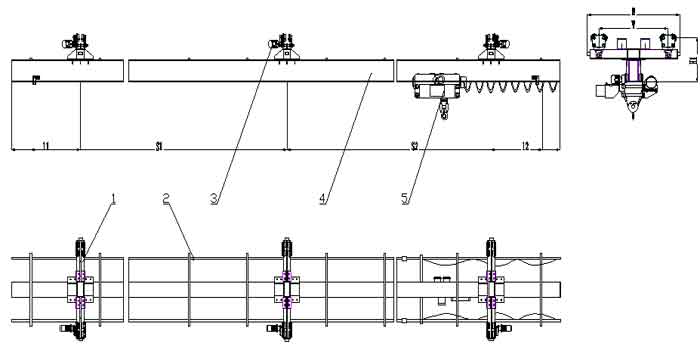 LX-type multi-fulcrums electric Under slung crane