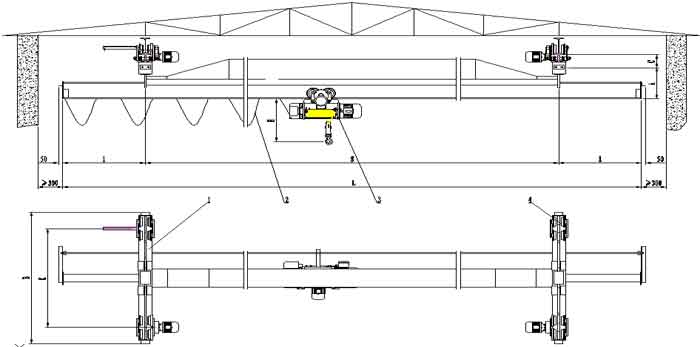  LX-type multi-fulcrums single girder Under slung crane