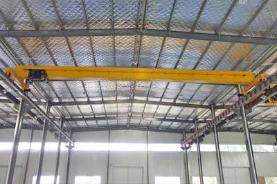 Top running single girder electric overhead crane with rope hoist 