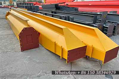 Main girder of the single girder overhead crane needs to be cuted into two section to load into containers .