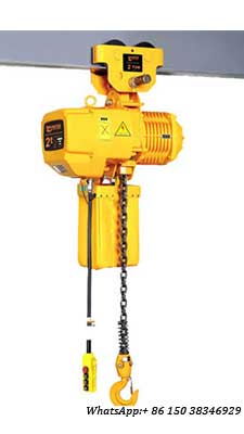  Electric chain fall hoist with manul trolley for light loads handling, usually with capacity less than 5 ton. 