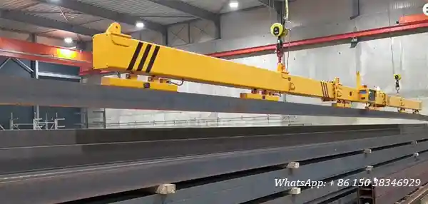 Magnetic overhead crane for steel beam handling 