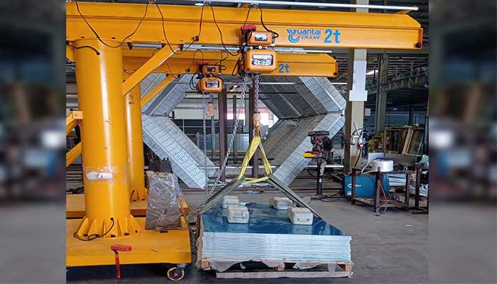 2 ton small portable jib crane used for construction site for glass handling 