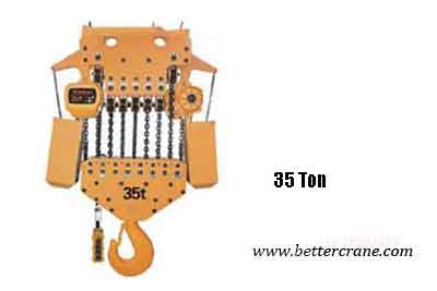 35 ton electric chain hoist with hook mounted design