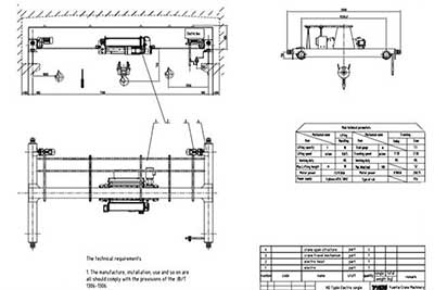 10 ton overhead crane drawing for Bangladesh textile workshops 