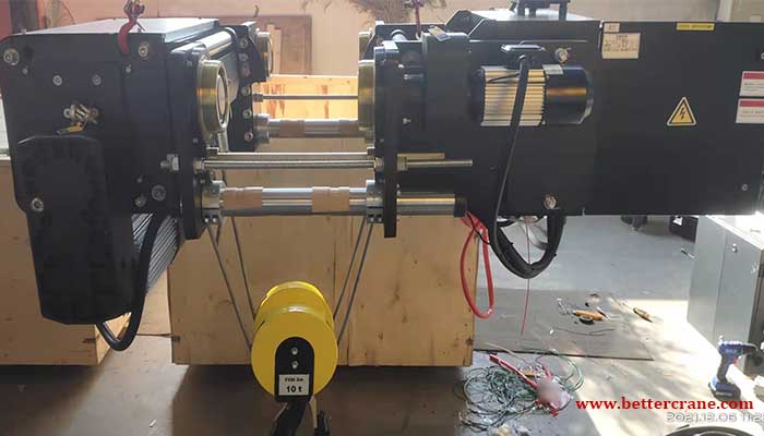 10 ton electric wire rope hoist for single girder overhead crane 