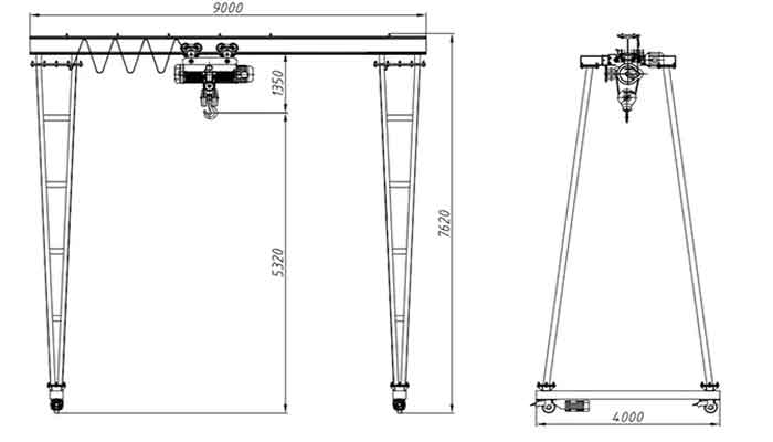 10 ton gantry crane drawing customized for Qatar client for your reference