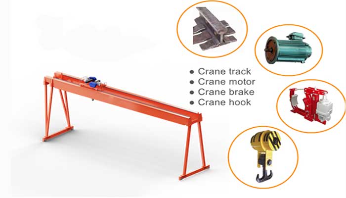 double girder rail gantry crane parts and components 