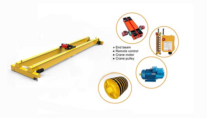 double girder overhead rail crane parts and components