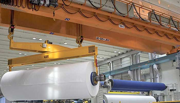 industrial overhead crane processed for steel roll handling 