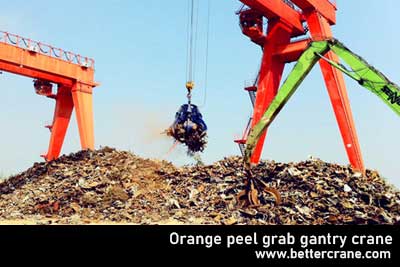 orange peel grab gantry crane  for outdoor waste handling 