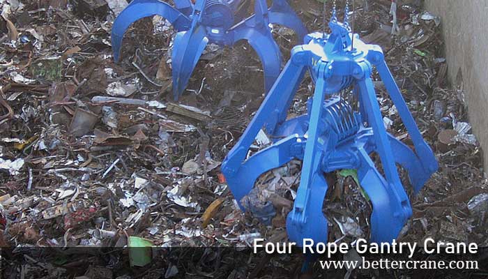 Four rope orange peel grab for steel scrap  gantry crane 