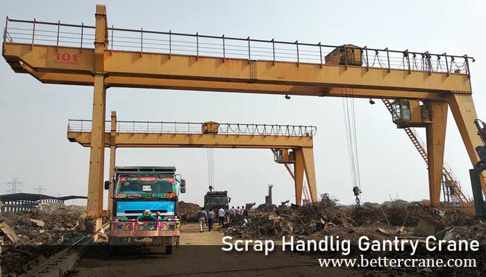 10 ton gantry crane for steel scrap handling in yard