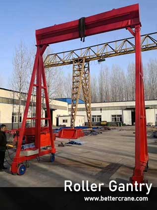 Roller travelling motorized gantry cranes