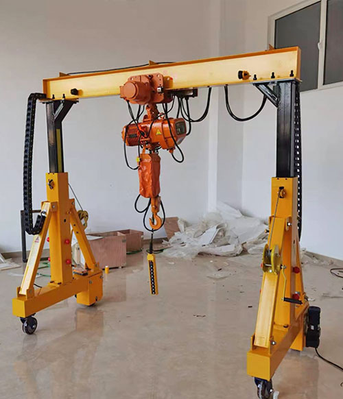 Steel constructed adjustable height hand push gantry crane 