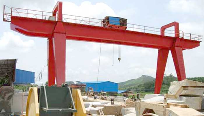 double girder gantry crane for outdoor stone block handling in quarry 