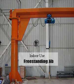 Floor mounted freestanding jib crane for indoor use