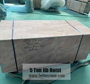 5 ton jib crane hoist packaged in wooden boxes. 