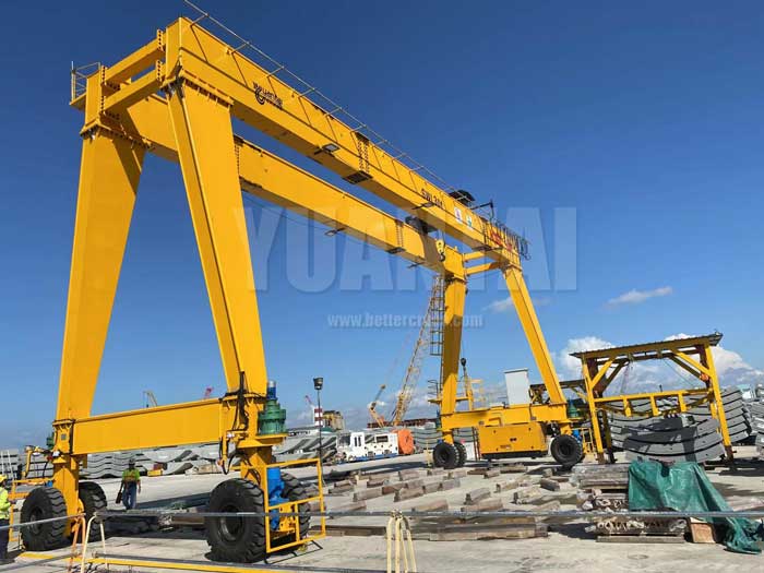 Rubber tyre gantry crane with A frame gantry  design 