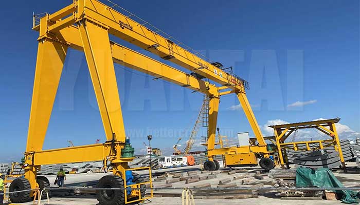 rubber tyred double girder gantry crane for tunnel segment storage yard