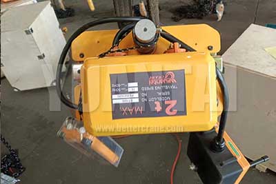 2 ton electric chain hoist trolley for small gantry crane 