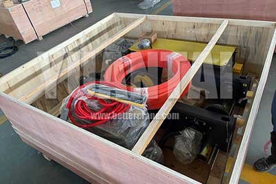 10 ton single girder wire rope hoist loaded into box for easy transportation and ensure hoist safety 