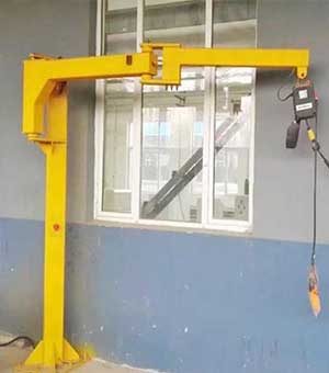 Articulated jib crane for motor handling