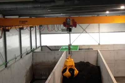 Wireless remote control overhead crane single girder with grab bucket 