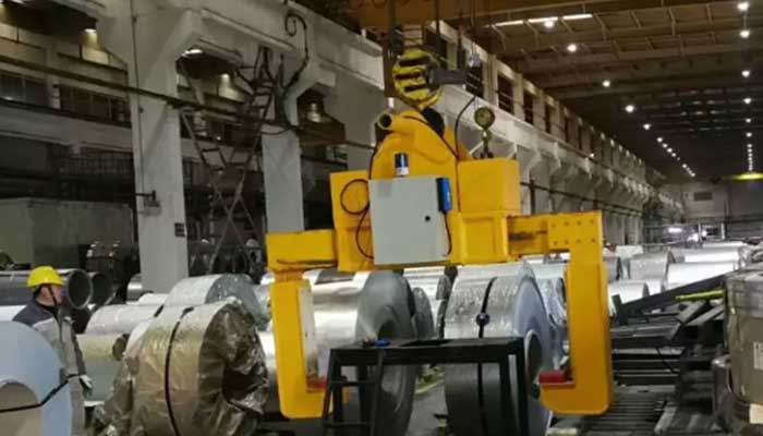 Clamp overhead crane for steel coil handling