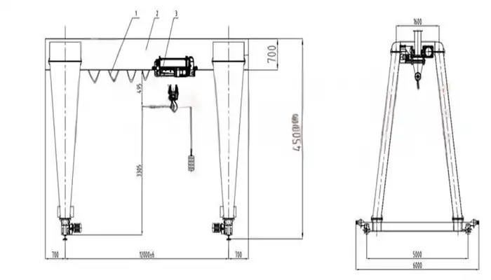 mold handling gantry crane 5 ton drawing 