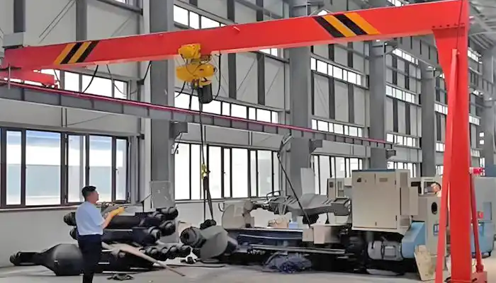 Semi Gantry Crane with Electric Chain Hoists: