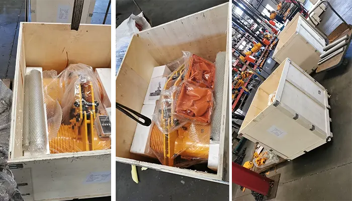  Electric chain hoist packed for delivery 