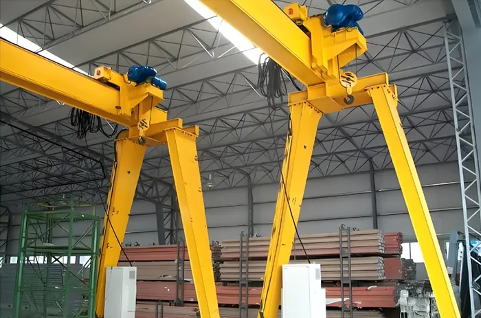 single girder gantry crane with low headroom electric hoist trolley for sale 