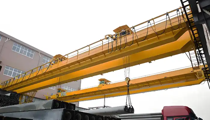 double trolley double girder overhead crane for long and heavy objects handling 