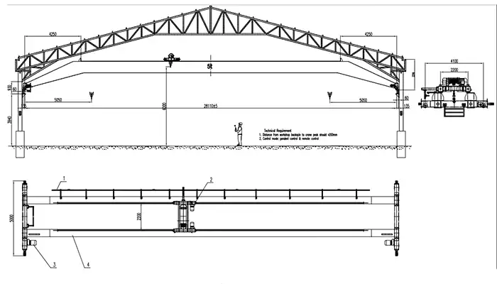 arched girder overhead crane drawing 