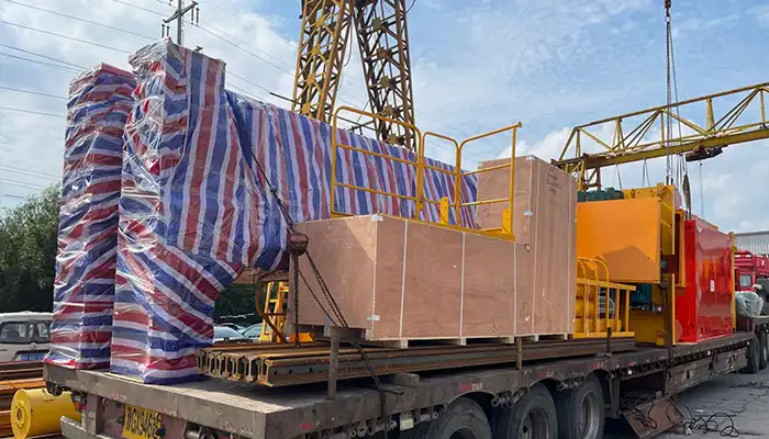 main girder and other parts loaded into truck for delivery 