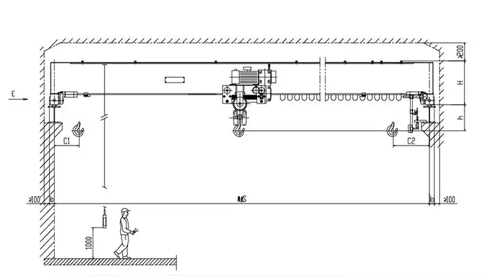 low headroom overhead bridge crane drawing 