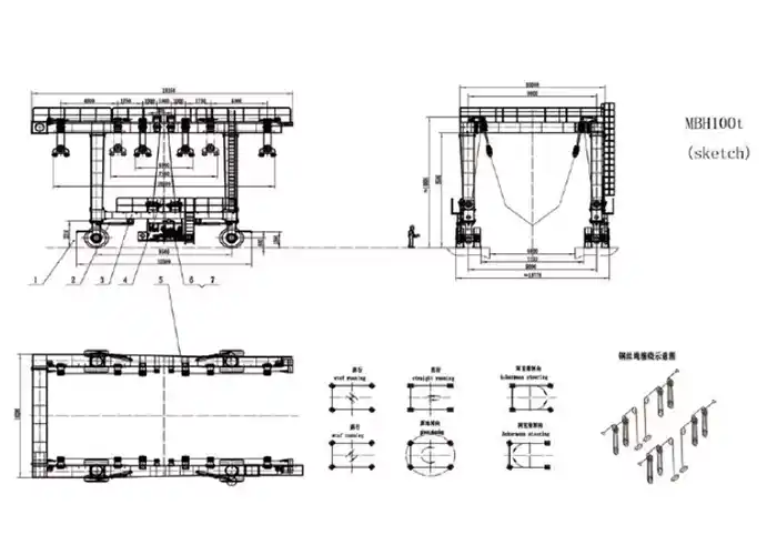 drawing of Boat Hoist for boat travel lift 