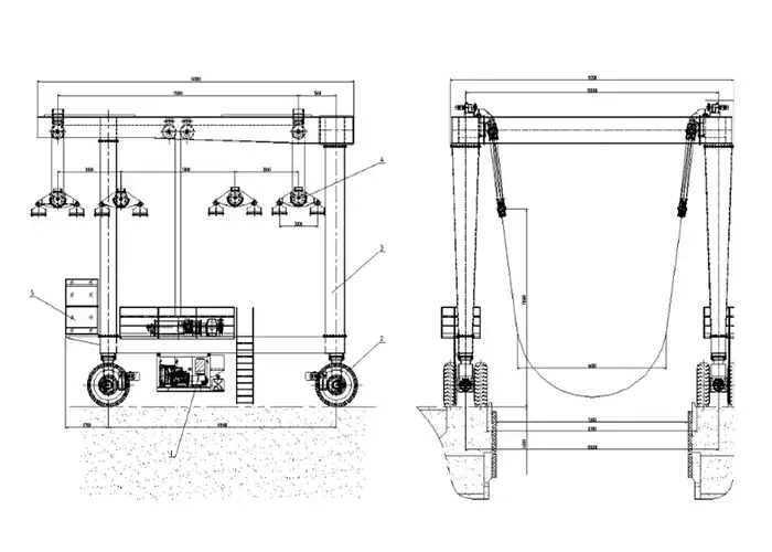 drawing of Boat Hoist for boat travel lift 